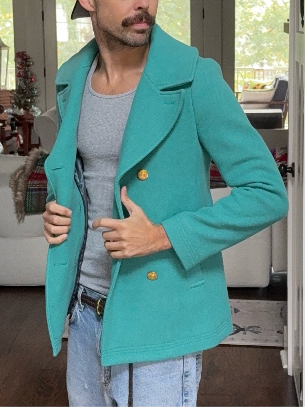 J.Crew Turquoise Stadium Cloth Wool Peacoat 🦚